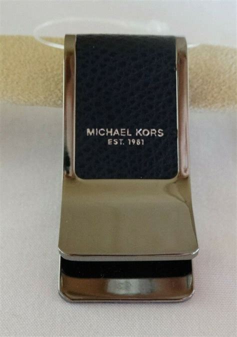 Michael Kors Leather Inlay Money Clip Black 